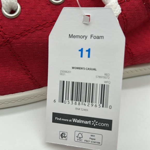 Time And Tru Red Memory Foam Sneakers Size 11 | Women’s Casual Slip-On | NWT - Picture 9 of 10